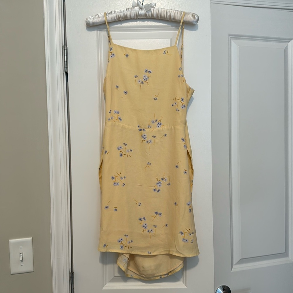 Baby Yellow open backed floral dress